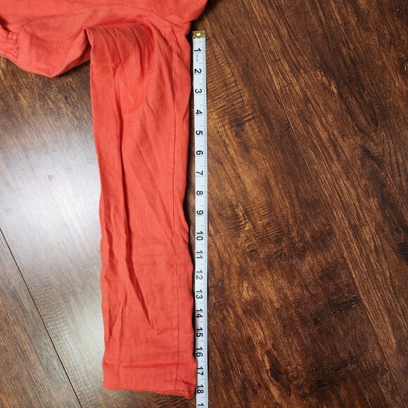Free People Cropped Linen Blend Jacket - Moto Style ,full zip red orange -Size 4 - Picture 8 of 8